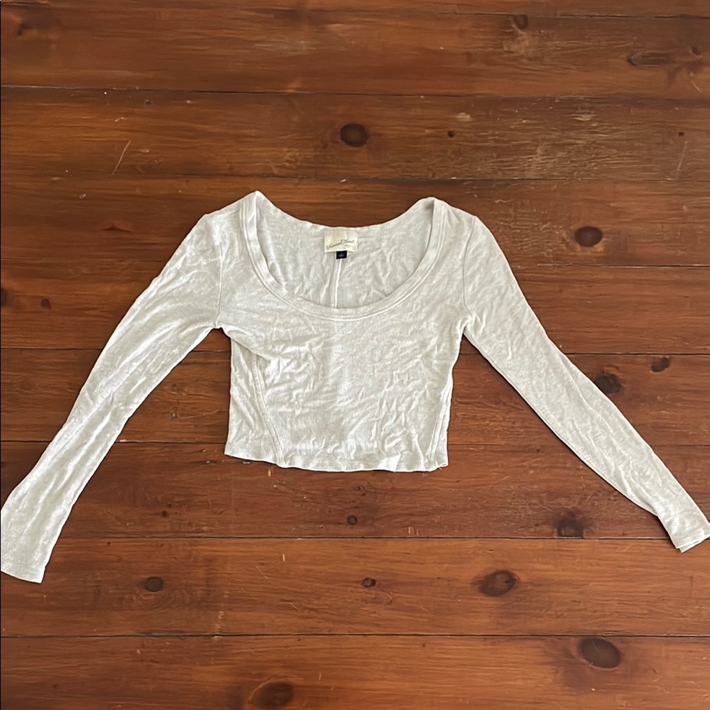 Women’s  Beige Long Sleeve Crop Top